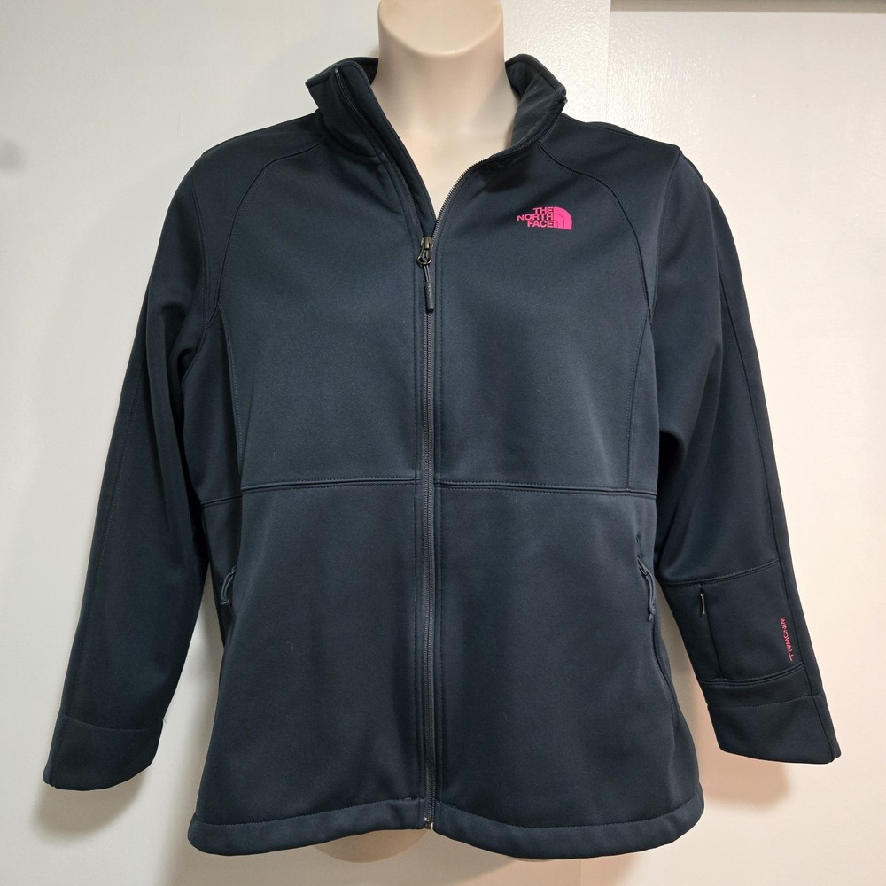 The North Face Womens Size XXL Deep Green Windwall Soft Shell Jacket Zip Pockets